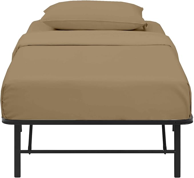 4-PC Cot Sheet Set - 25x75, 100% Cotton Fitted Sheet - Perfect for Narrow Twin/RV Bunk/Camping Cot/Guest Bed Replacement, Fits Upto 4-8" Deep Mattress - Taupe Solid