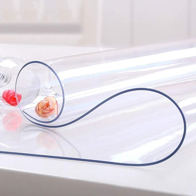 NECAUX Custom 18 x 78 Inch Clear Table Cover Protector, 1.5mm Thick Water Resistant Plastic Non-Slip Table Pad Table Cover Protector for Coffee Table Decor, Writing Desk, Trainning Table, Vanity Table