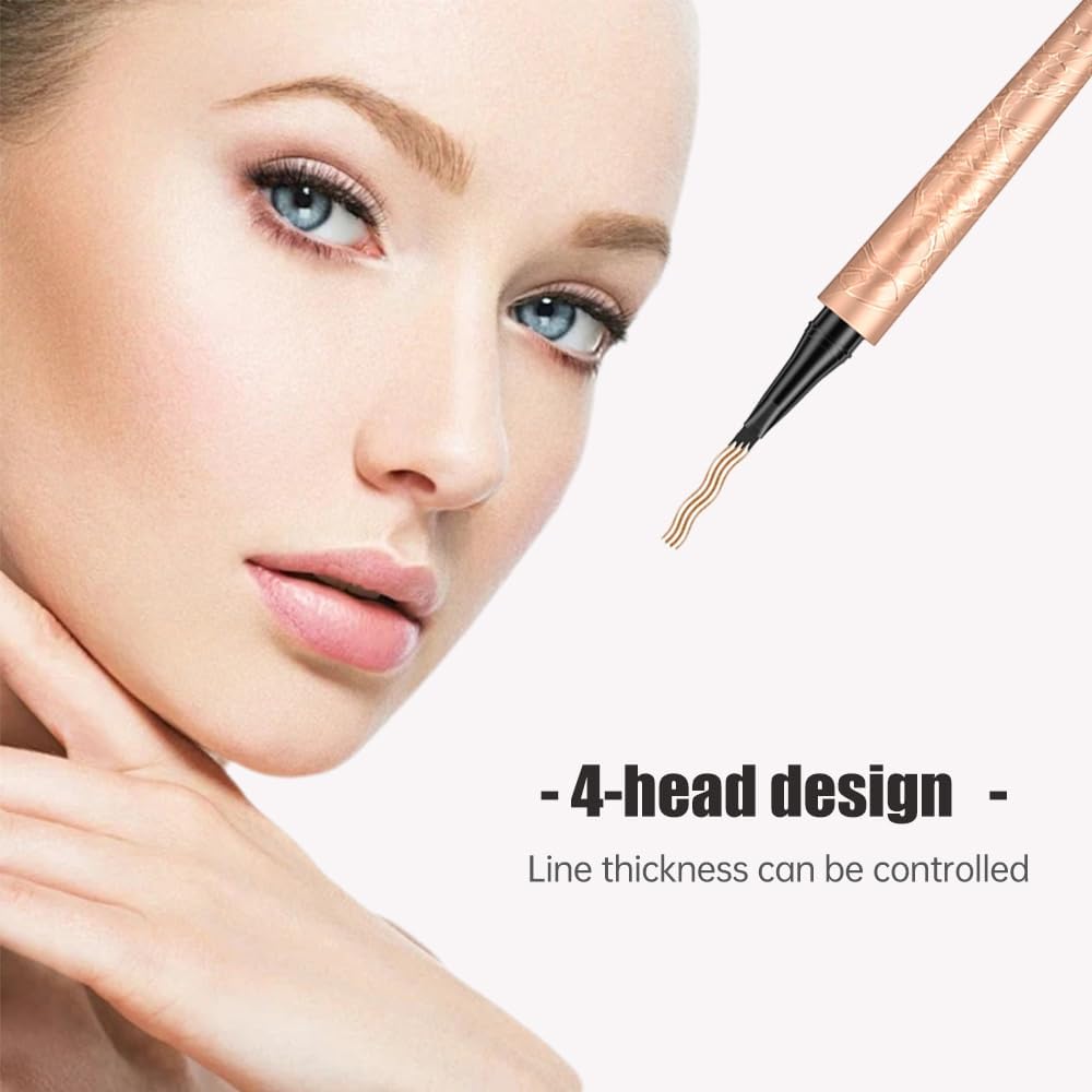 Microblading Eyebrow Pencil, 2025 New Waterproof Eyebrow Pencil, Premium Microblading Eyebrow Pen with 4 Tip, Long-Lasting Natural Magic Eyebrow Makeup Fine Stroke Eye Brow Pen for Women (Dark Brown)