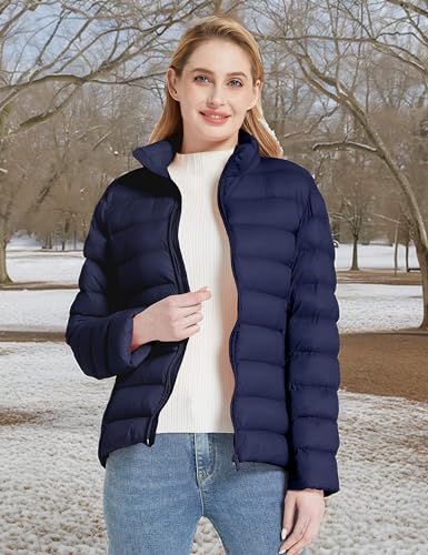 ZSHOW Women's Packable Winter Coat Lightweight Warm Quilted Puffer Jacket (Navy,M)