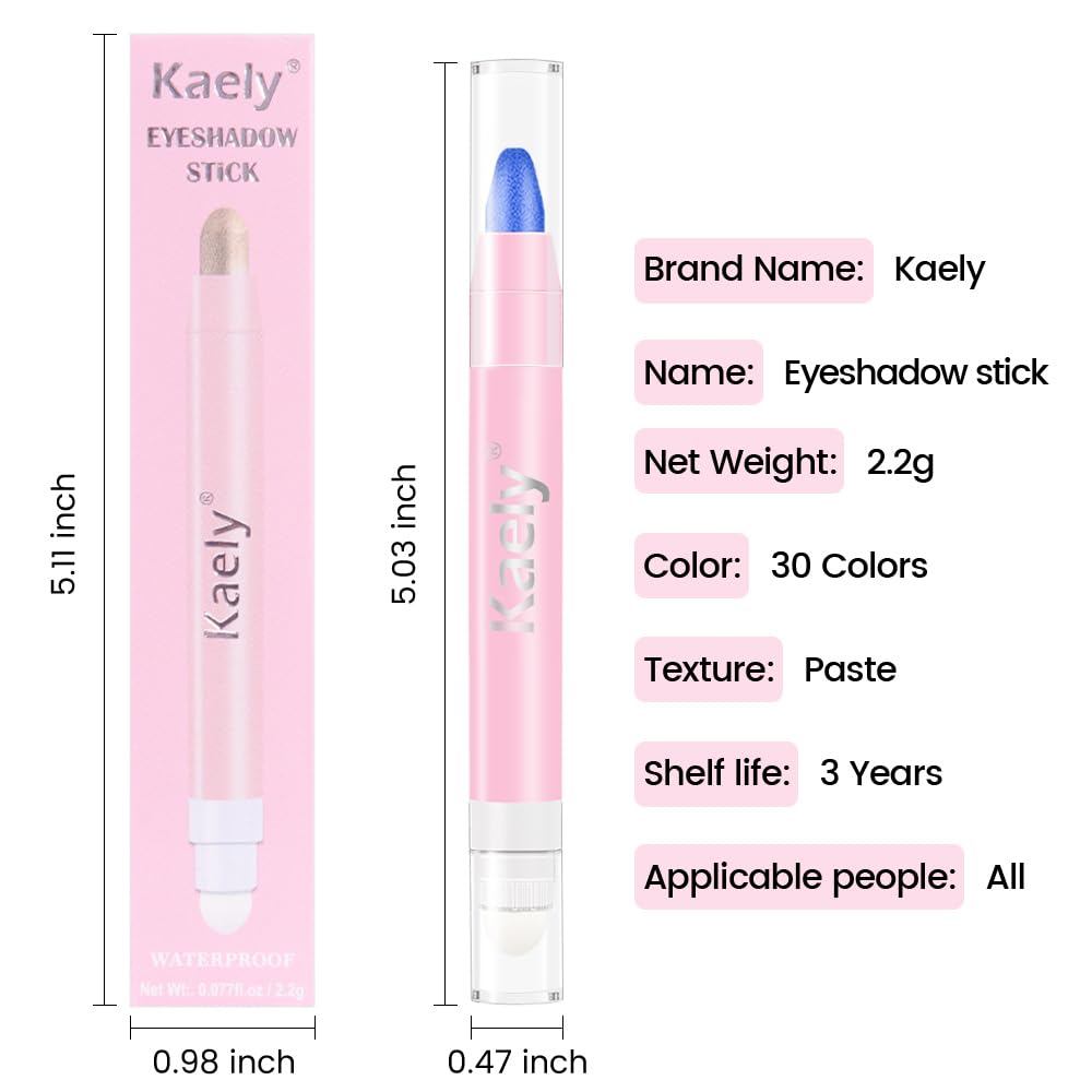 evpct 2Pcs Cream Eye Shadow Brightener Sticks Set for Eyes Waterproof, Sky Blue & Royal Blue Shimmer Cream Eyeshadow Applicator Stick Long Lasting Pigmented Eye Makeup sombras en crema para ojos 10+13