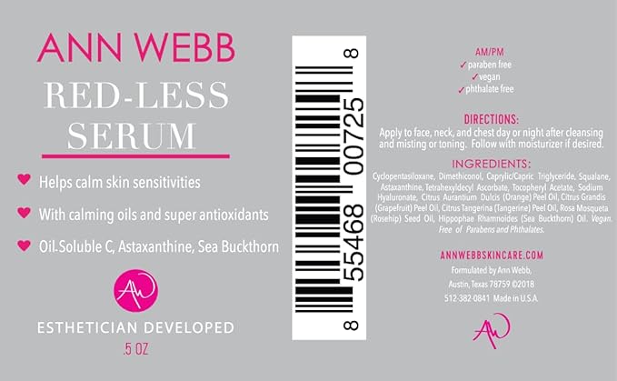 Redless Relief Serum - All Natural Calming, Anti-aging, Hydrating, Brightening, Anti-Oxidant Radiant Skin Glow Serum w/Vitamin C, Vitamin E Fights Rosacea (Redness) & Boosts Collagen .5oz