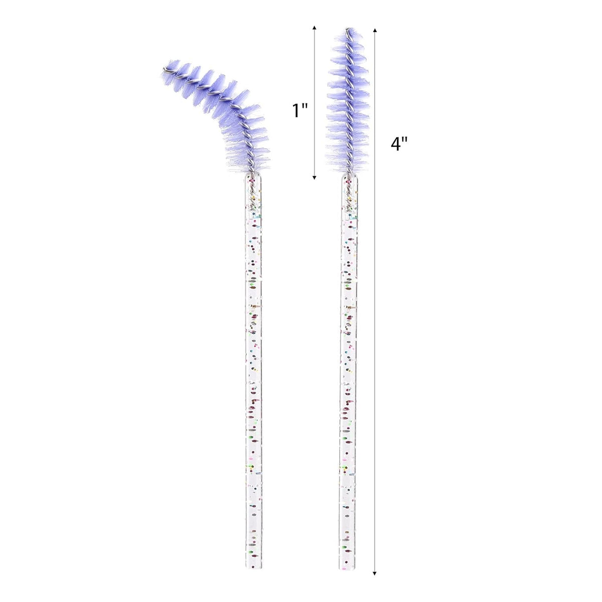 BTYMS 100 Pieces Disposable Eyelash Brush Mascara Wnad Brow Spoolie Brush Lash Applicator Spooly for Lash Extensions - Purple