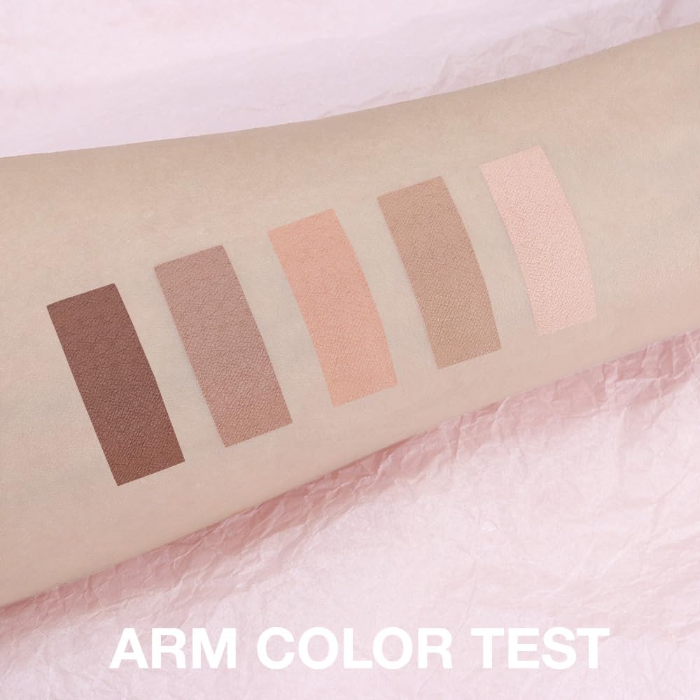 5 Colors Matte Eyeshadow Makeup Palette, 5 Natural Classic Nude Neutral Nude Brown Eyeshadow, Looks for Brown Eyes Women Finish Long Wearing Waterproof Professional Eye Makeup 01#