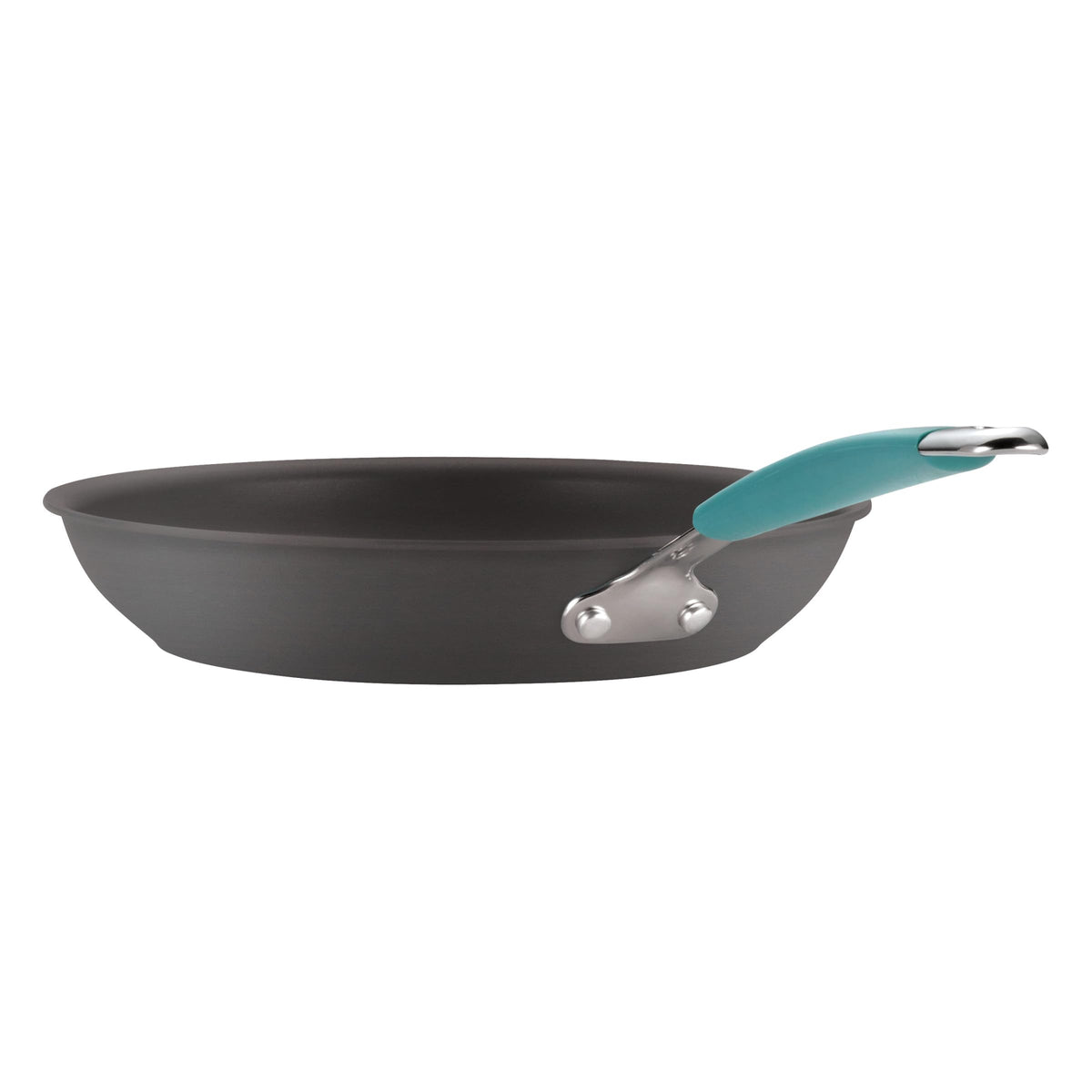 Rachael Ray Cucina Hard Anodized Nonstick Cookware Pots and Pans Set, 12 Piece, Gray with Blue Handles
