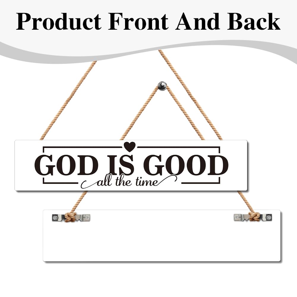 Gkodw God Is Good All the Time Wooden Hanging Plaque, Funny Wood Sign for Home Farmhouse Living Room, Christian Home Decor, Housewarming Gifts for Family, Religious Wall Decor Sign