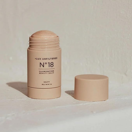 '+ Lux Unfiltered N°18 Illuminating Beauty Balm - Highlighter Stick with Mango Butter - Buildable and Blendable Highlighter Makeup Stick - Vegan & Cruelty Free - Salty (A Sheer Opal Gloss)