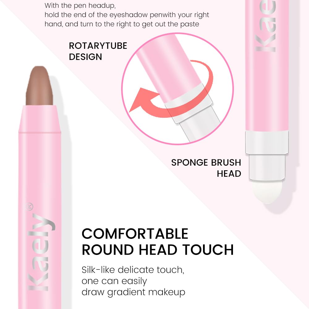 evpct 1Pcs Ginger Matte Cream Eye Shadow Brightener Sticks for Eyes Waterproof Pigmented, Double Ended Cream Eyeshadow Stick Pencil Pen with Applicator, Eye Shadow Palette Highlighter Makeup 29