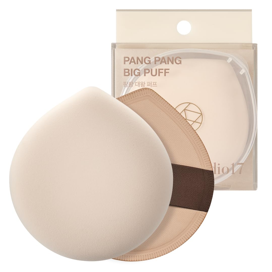 STUDIO17 Makeup Powder Puff 2.2In Diamater | Korean Olive Young Makeup Sponge Cushion Puff for Foundation and Powder | Fluffy Foundation Puff with Latex Inside