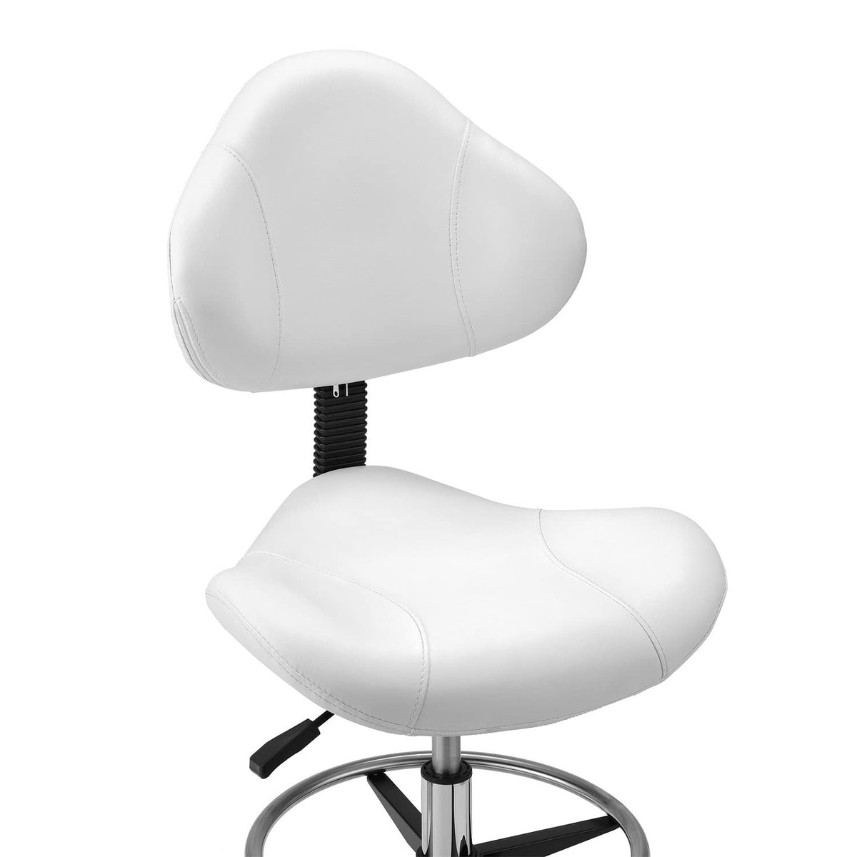 Kaleurrier Ergonomic Drafting Chair with Back Support,Multi-Functional Height Adjustable Swivel Rolling Stool,Multi-Purpose Home Office Desk Chair (White)