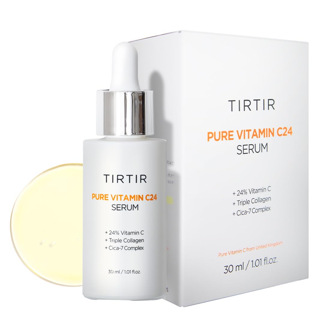 TIRTIR Pure Vitamin C 24% Face Serum ??Dark Spot Remover for Sensitive Skin with Collagen Anti Aging Even out Skin Tone Non irritation tested, Wrkinkles, Korean Mild Vita C Facial Serum 1.01 Fl Oz