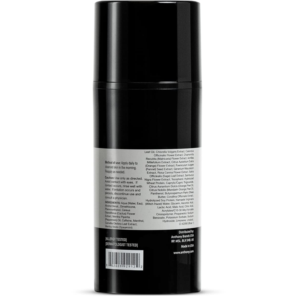 Anthony Wake Up Call, 3 Fl Oz, Face and Anti-Puffiness – Tired Skin Refresher & Moisturizer with Caffeine, Menthol, Green Tea, and Shea Butter