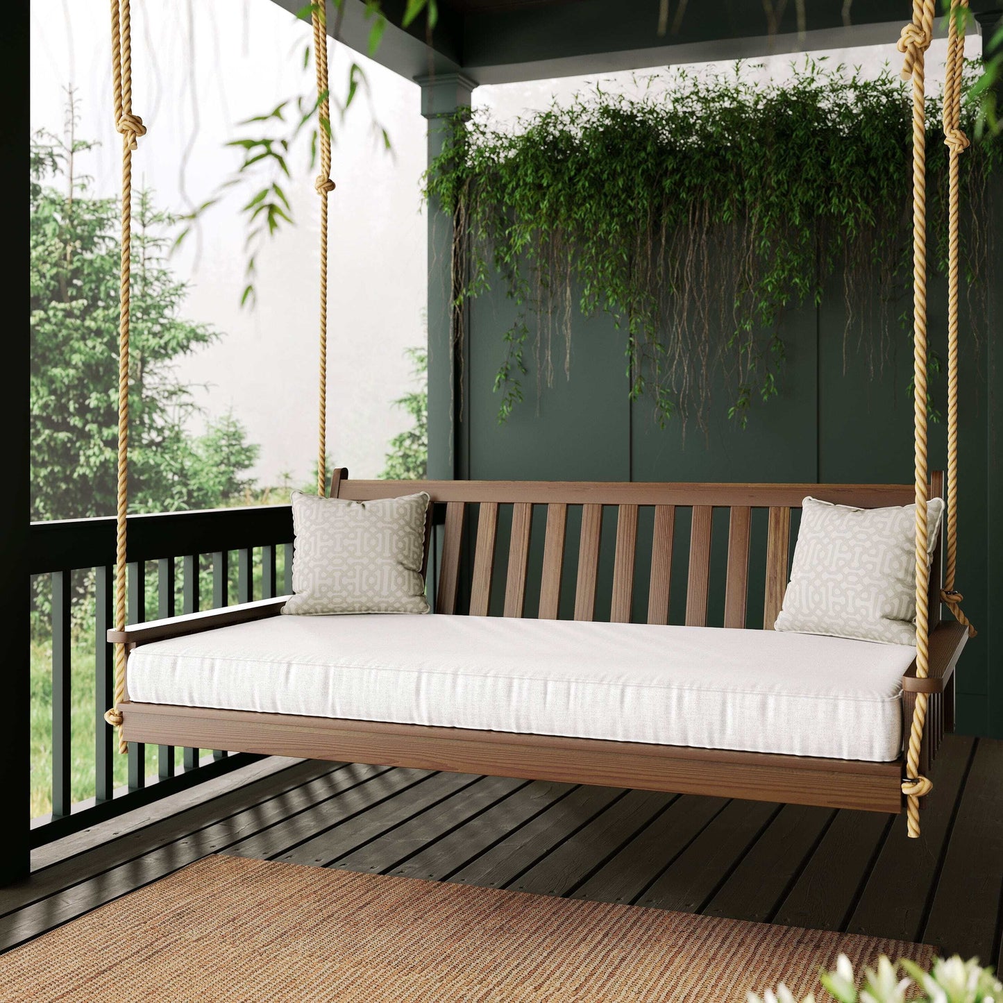 Keystone Amish Co. Twin Franklin Porch Swing Bed with Ropes, Red Paint