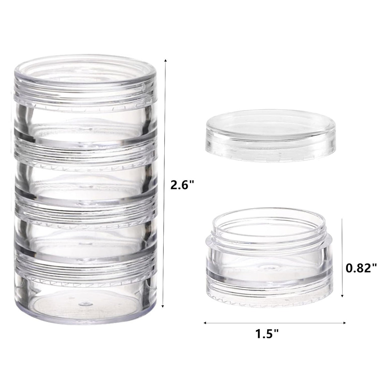 5 Set (20 Pieces) Stackable Cosmetic Containers with Screw Lids and Labels，10 Grams Clear Plastic Empty Jars Small Makeup Sample Containers for Beauty Products