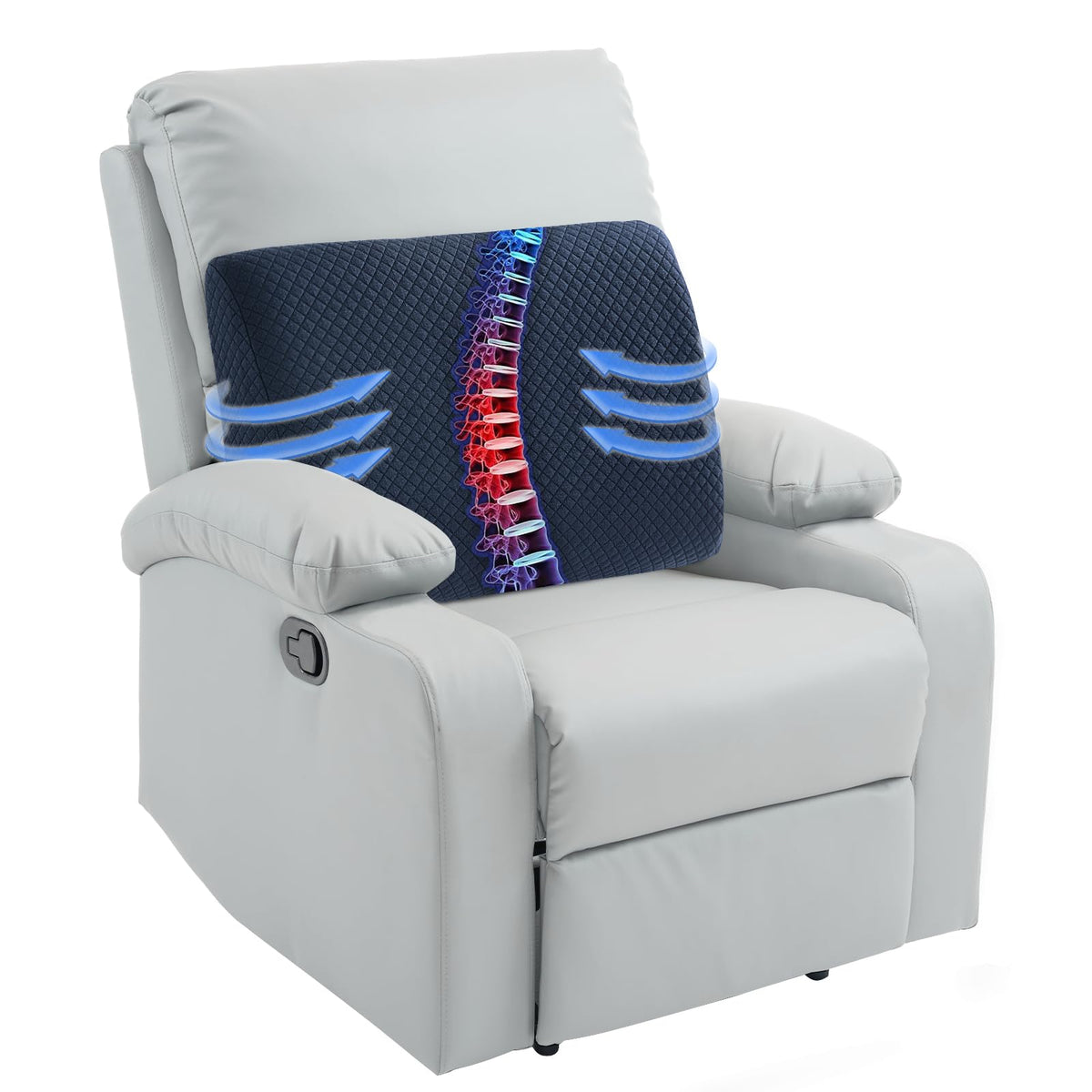 HOMBYS Lumbar Support Pillow for Recliner Chair, Memory Foam Back Support Cushion for Elderly,Extra Large Lumbar Support Pillow,Thick Backrest for Home Reading (Grey, 20“x13.5"x5")