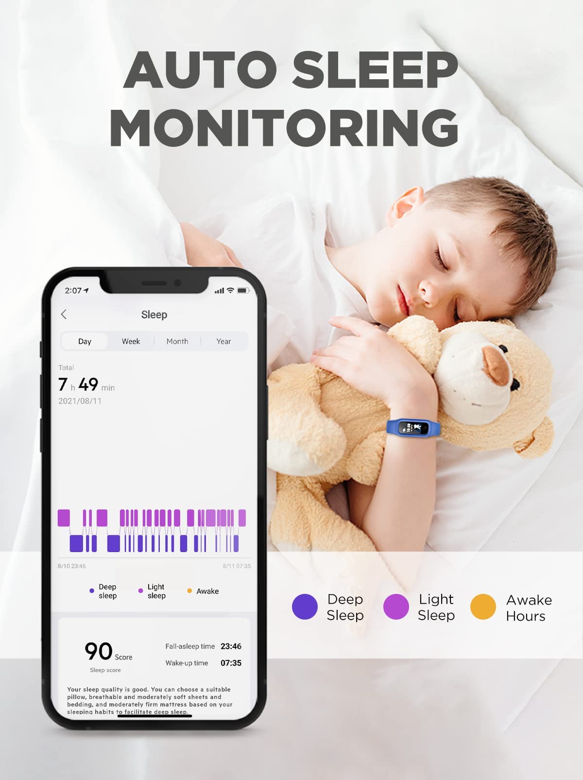 BIGGERFIVE Vigor 2 Kids Fitness Tracker Watch for Girls Boys Ages 5-12, IP68 Waterproof, Activity Tracker, Pedometer, Heart Rate Sleep Monitor, Calorie Step Counter Watch