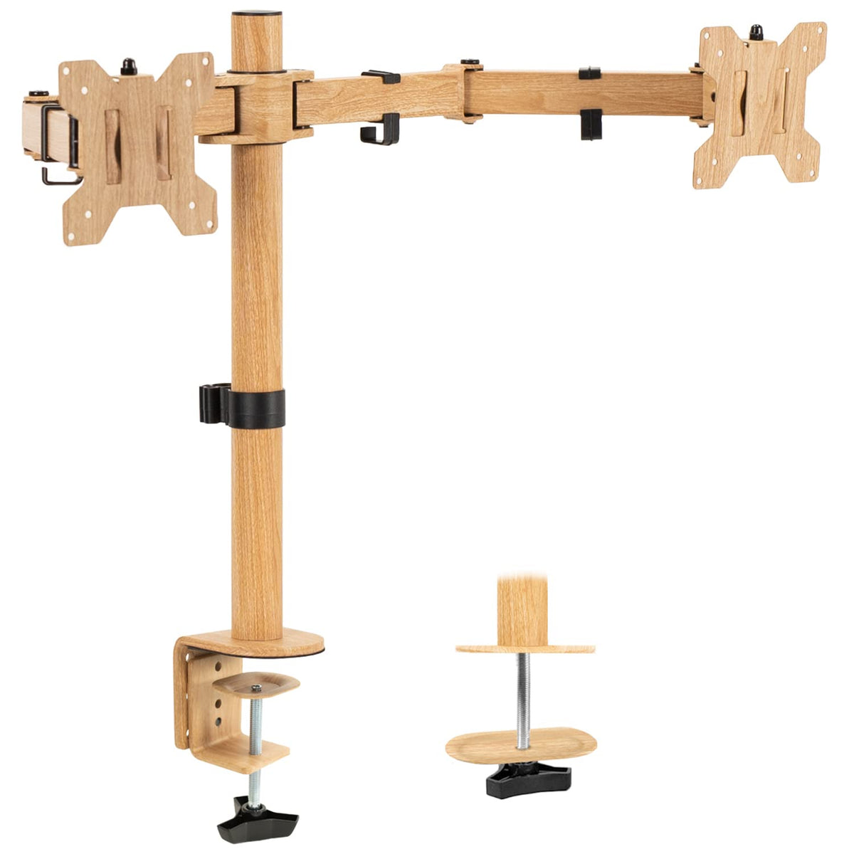 VIVO Dual Monitor Desk Mount, Heavy Duty Fully Adjustable Steel Stand, Holds 2 Computer Screens up to 30 inches and Max 22lbs Each, Black, STAND-V002