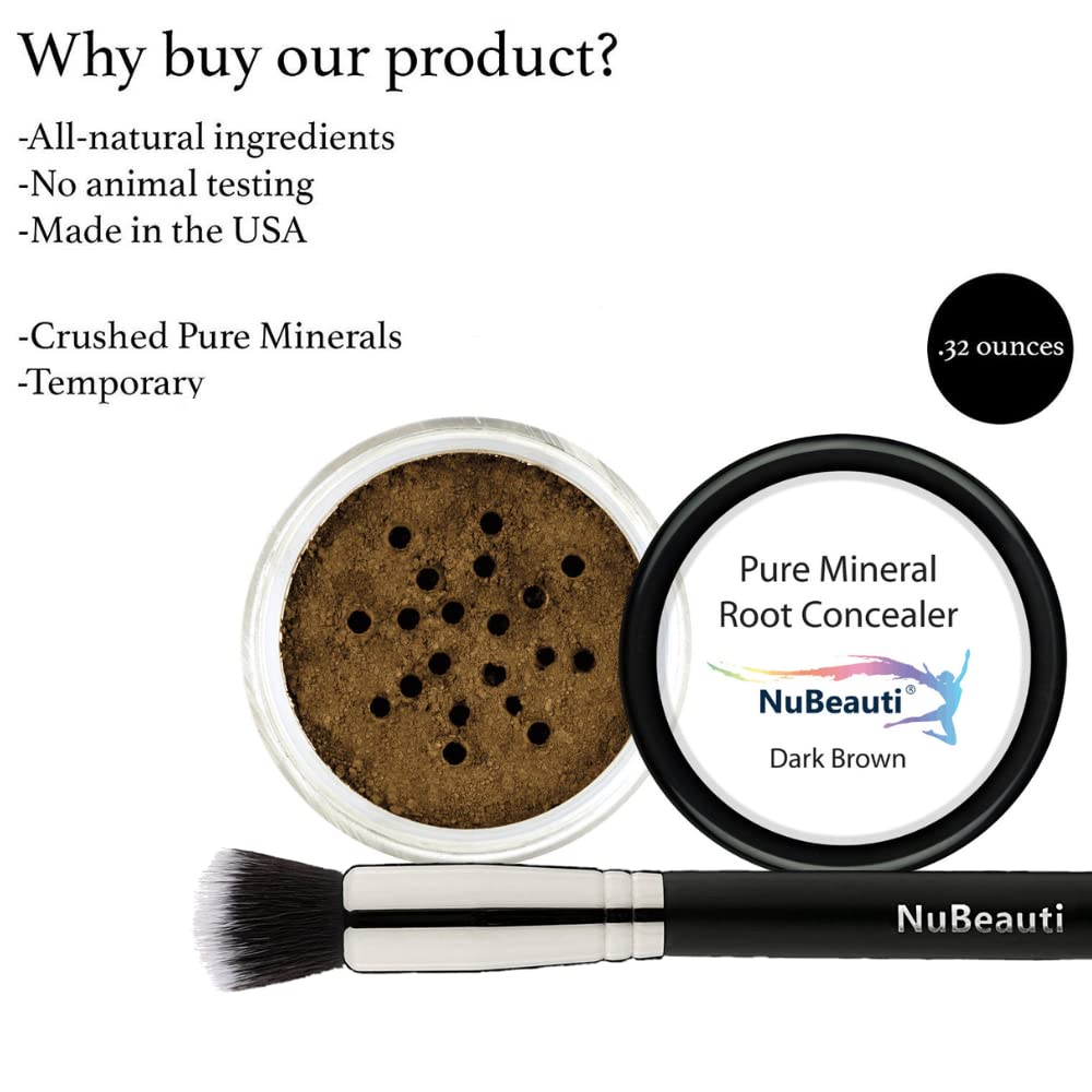 Root Touch Up Powder - True-to-Nature Hairline Concealer with 11 Shades - Fragrance-Free, Talc-Free, Paraben-Free (With Brush, Dark Brown)