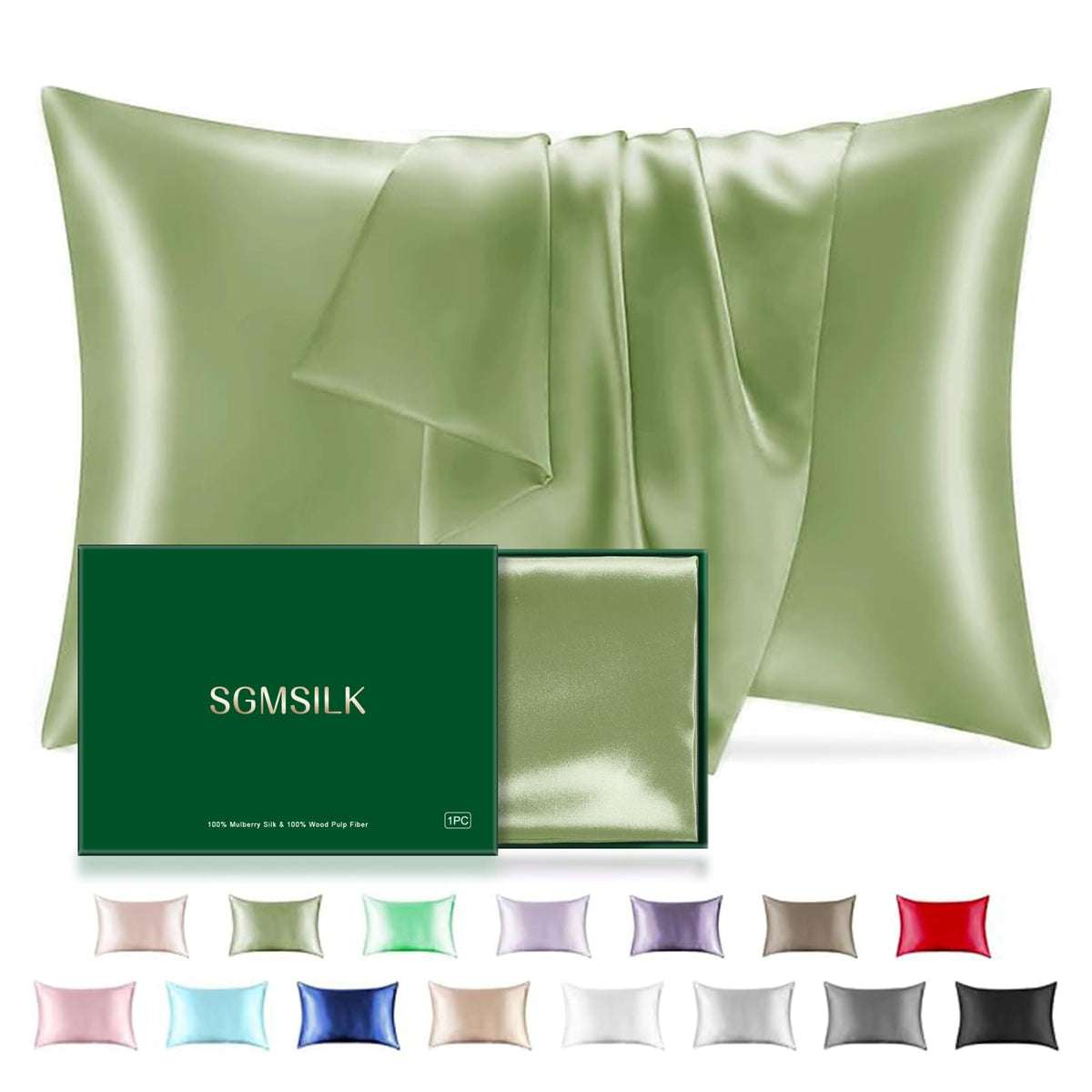 Mulberry Silk Pillowcase for Hair and Skin, SGMSILK 22 Momme Natural Silk Pillow Cases with Zipper, 6A Soft and Smooth Single Sided Pure Silk Pillow Cover (Dark Purple, Standard 20"x26")