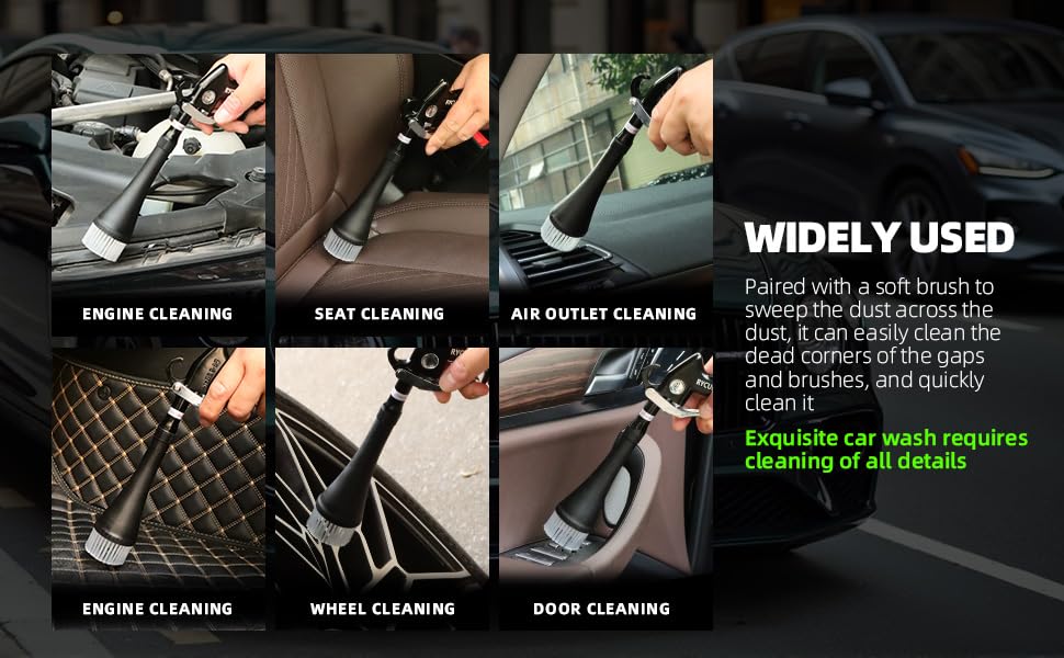 Tornado Dry Cleaning Gun Car Cleaning Air Blow Gun High Pressure Blower Gun with 2 Nozzles + 2 American Connectors + 2 Microfiber Towels, Durable Metal Body, Anti-Drop, for Car Interior Cleaning