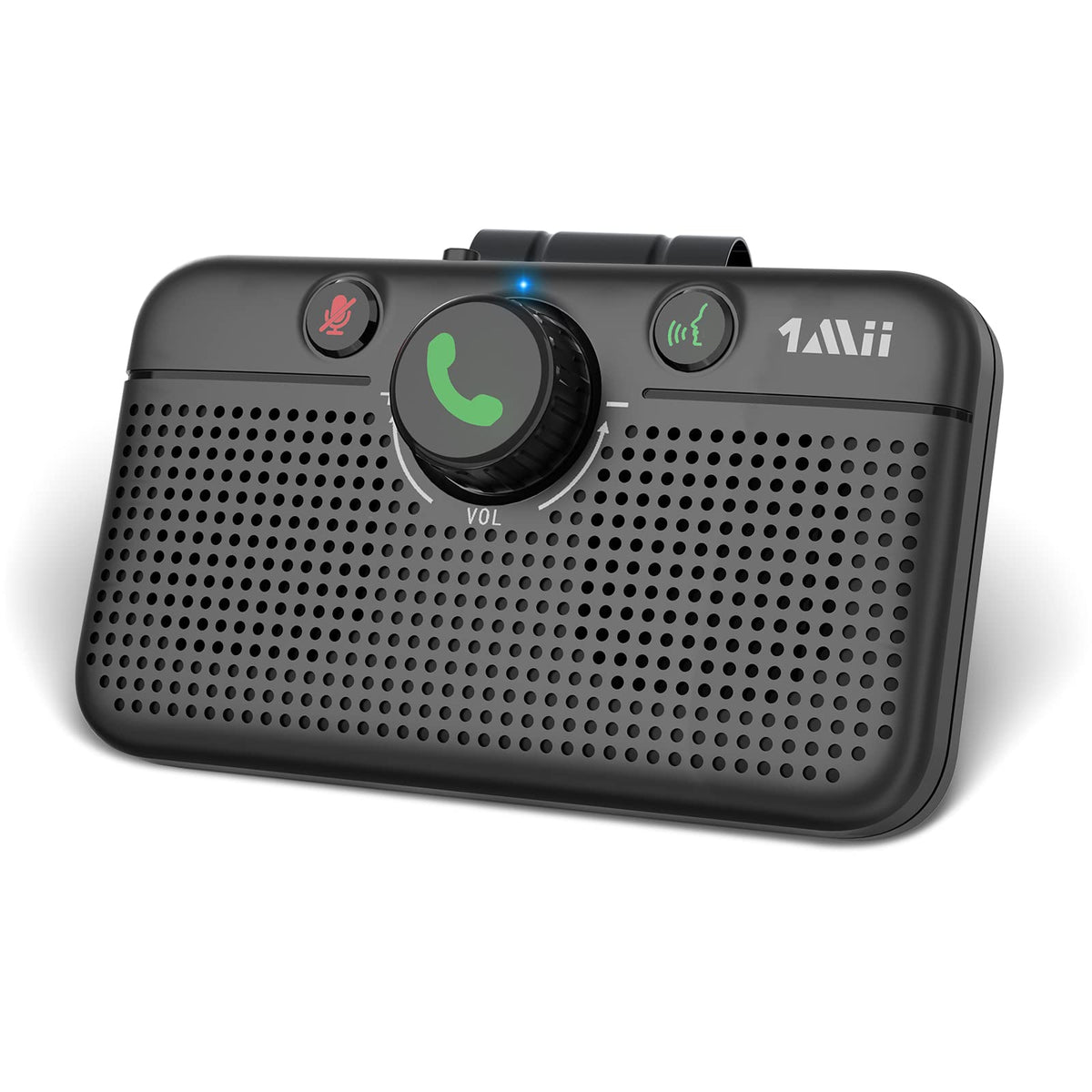 1Mii Bluetooth 5.3 Car Speaker, Handsfree Bluetooth Speakerphone for Cell Phone, Motion Auto On, Support Voice Assistant for Android and iOS, Wireless Audio Car Kit with Visor Clip