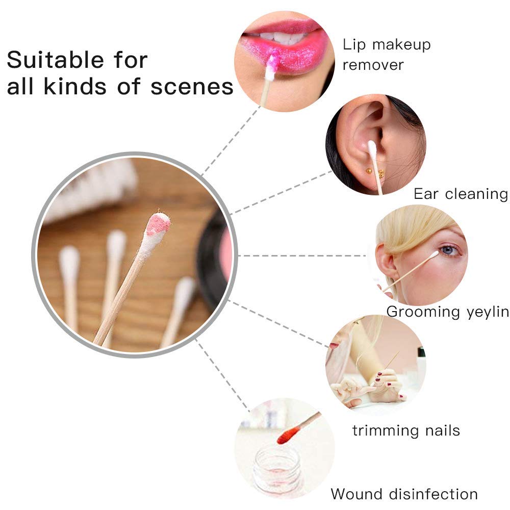 Eyxformula 600 PCS 6 Inch Cotton Swabs with Sturdy Bamboo Sticks – Extra Long, Lint-Free, High Absorbent, Non Sterile Cotton Tipped Applicators for Dog Ear Cleaning, Gun Cleaning, Makeup, Crafts