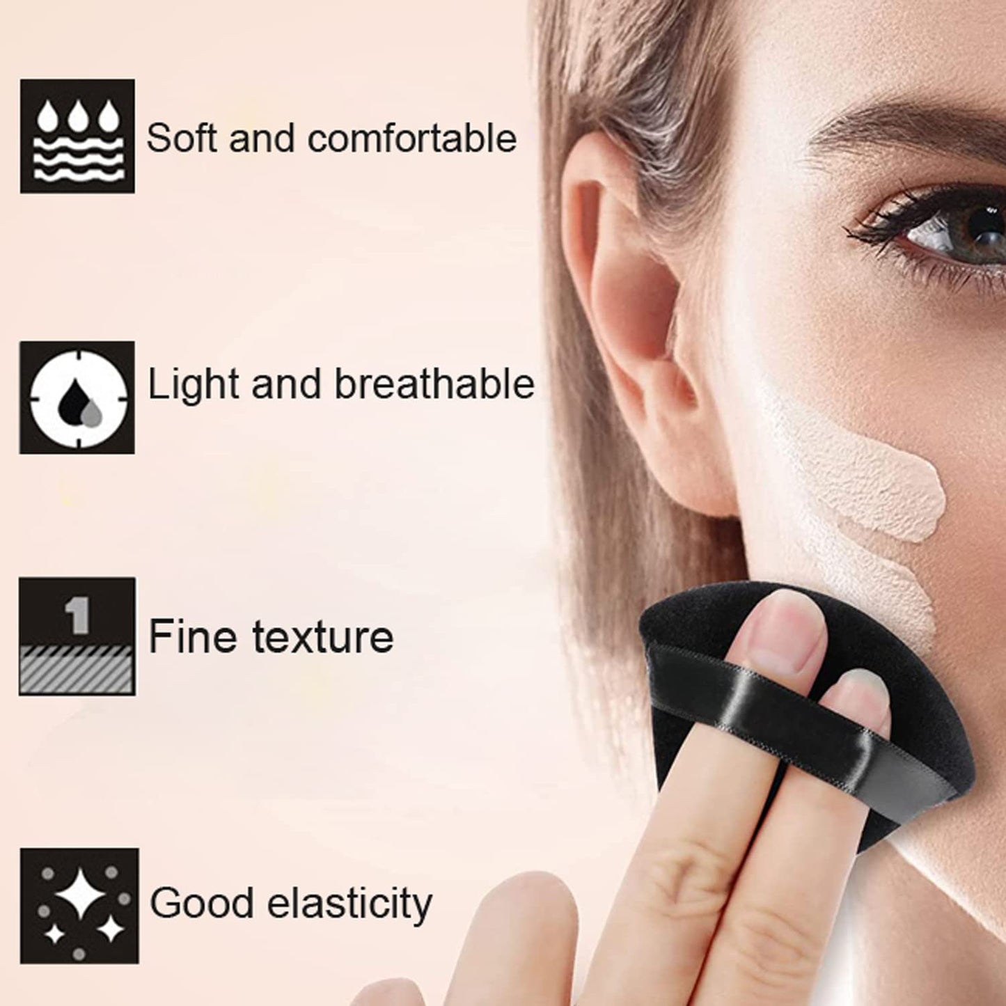 24 Pieces Powder Puff, Triangle Makeup Puff Cotton Powder Face Washable Body Powder Puff for Loose Powder Body Cosmetic Foundation Sponge Makeup Tool (24Black)