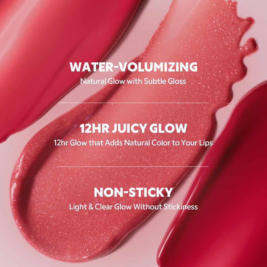 TIRTIR [*Mini Size Waterism Tinted Lip Gloss #04 Fig Peach, 0.06 Fl Oz – Kiss Ready Lipgloss, 12H Long Lasting Non Sticky Natural Tinted Glow Korean Multiuse Cheek and Lip Tint for Women gift
