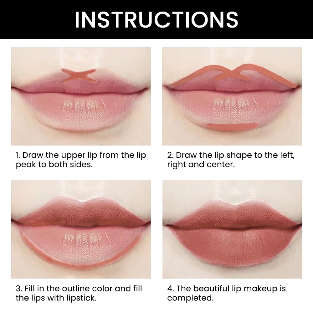 Kaely 2-in-1 Fairest Nude Velvet Matte Lip Liner & Lipstick Combo Set Kit for Women, Magic 24 Hours Lipstick and Lip Liner Makeup Set Stain Long Lasting Waterproof labial 47