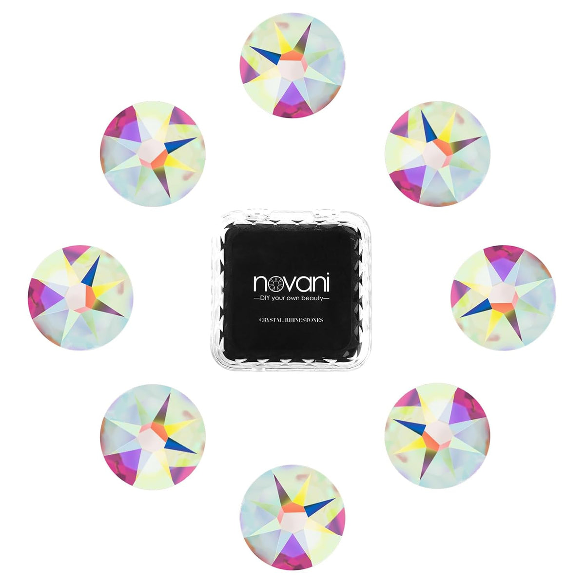 Novani 500pcs Crystal AB Rhinestones Flat Back Round Rhinestone Style 2088 Sparkly Crystal Gemstones for Nail Art and Crafting,SS12(3.0-3.2mm