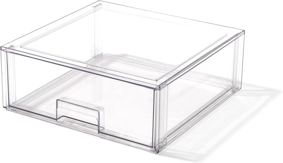 BINO | Stackable Storage Drawers, X-Large - Clear | THE CRATE COLLECTION | Storage Bins With Drawers | Bathroom Organizers | Under Sink Organizer | Vanity Cabinet Home Organization