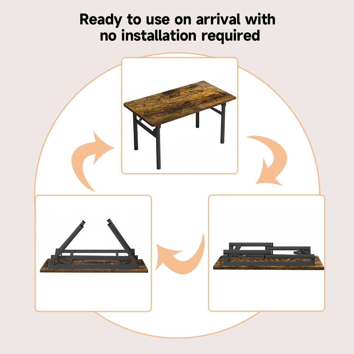 XUEGW Computer Desk Study Table No Assembly Required, Writing Computer Desk Space Saving Foldable Table Suitable for Bedroom, Study, Living Room...