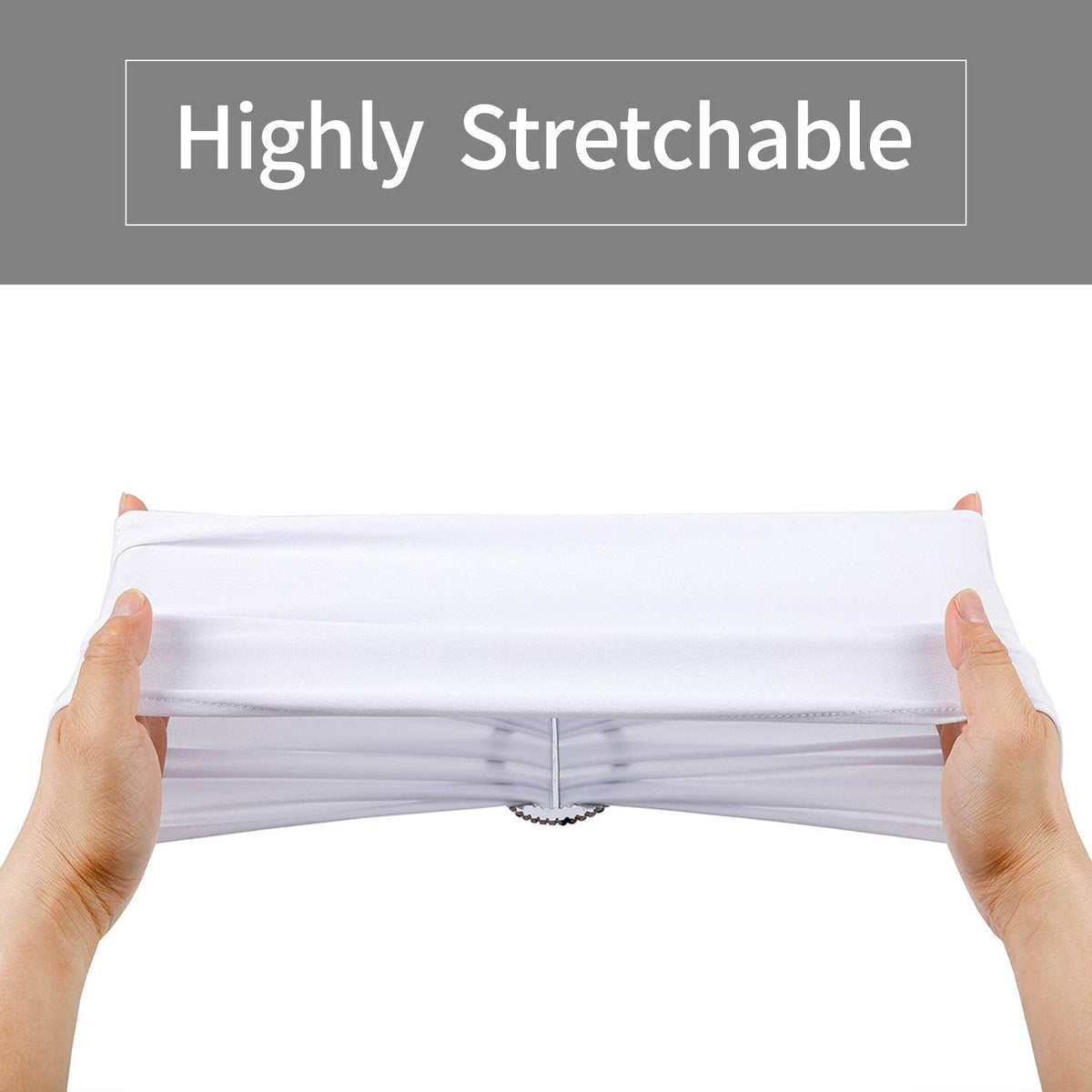 Peomeise 25pcs White Spandex Chair Sashes with Buckle Slider for Wedding, Party Decoration
