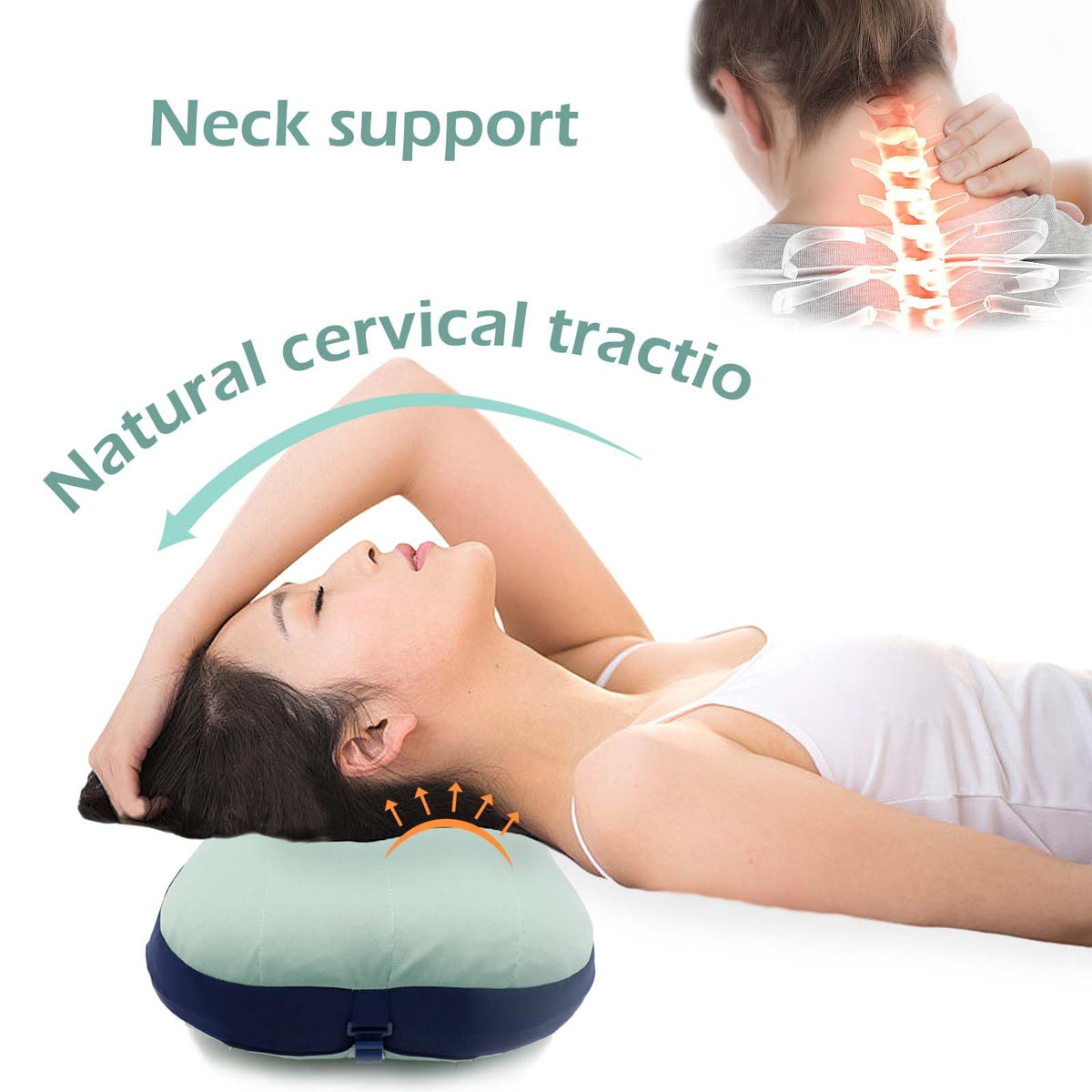 Cozeoa Inflatable Pillow, Portable Inflatable Neck Pillow, Ergonomic Inflating Pillows for Neck & Lumbar Support, Travel Air Pillows for Camping, Office, Hiking, Backpacking, Home