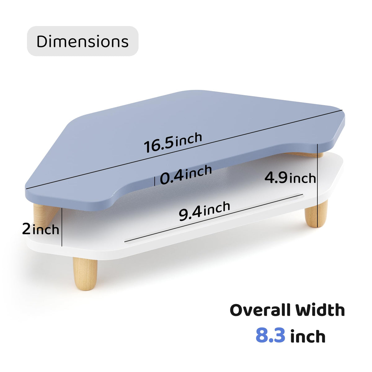 AFOOYO Monitor Stand Riser,2 Tier Corner Wood Monitor Stand Sturdy Computer Stand Multi-Purpose Desktop Storage Stand for Laptop,PC,iMac,Printer,Computer,Blue