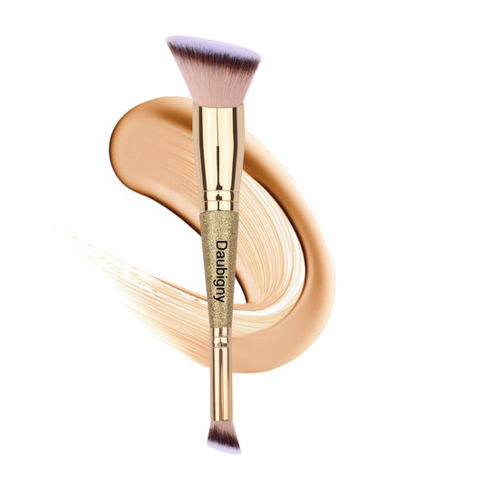 Daubigny Makeup Brushes Angled Dual-ended Foundation Brush Concealer Brush Perfect for Any Look Premium Luxe Hair Rounded Taperd Flawless Brush Ideal for Liquid, Cream, Powder,Blending,