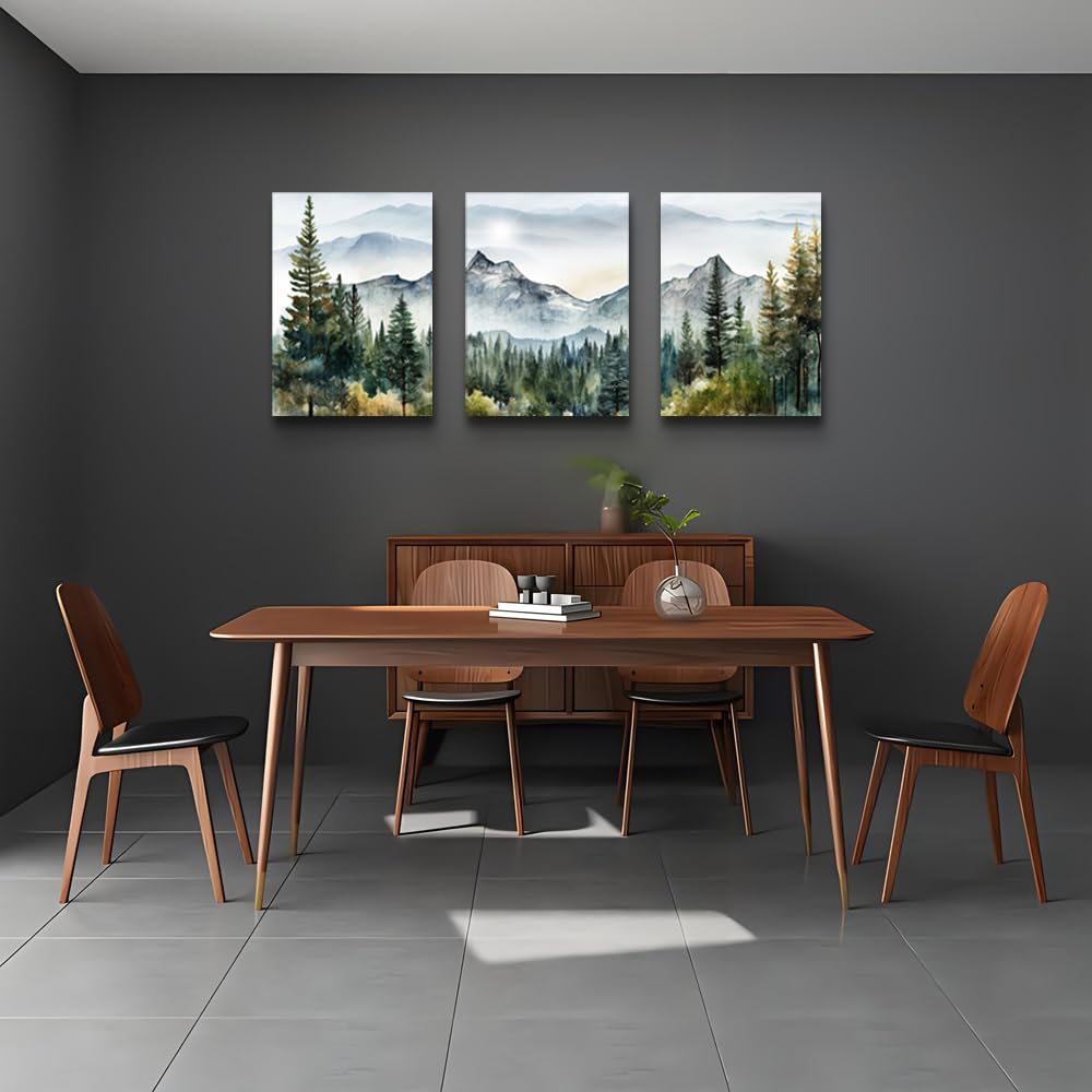 DZRWUBHS Large Wall Art for Living Room Wall Decor for Bedroom Office Decor Abstract Mountain Forest Landscapes Ink Painting Framed Canvas Art Prints Ready to Hang Wall Pictures Modern Home Decor