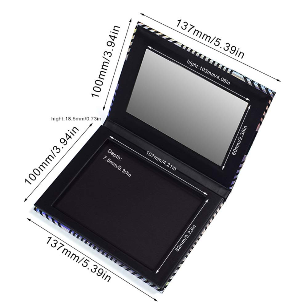 Makeup Magnetic Palette with Mirror and 20Pcs Metal Stickers, Empty Storage Palette for Eyeshadow Powder Highlighter