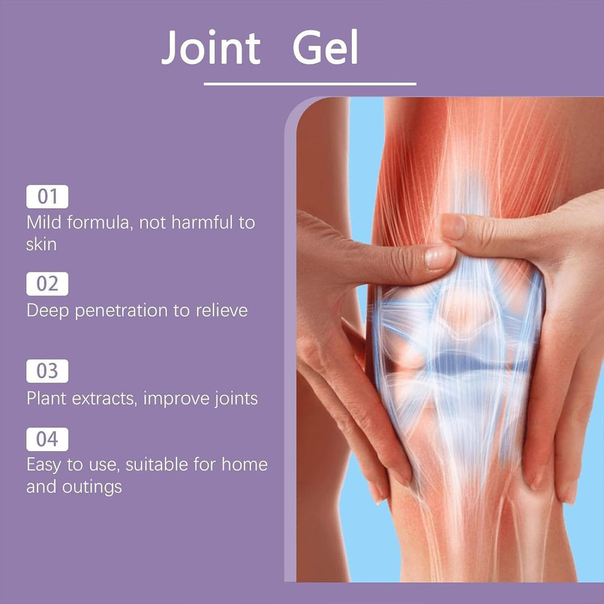 2 PCS Soothing Relief Massage Gel, Joint Gel Purple Gel Cooling Soothing Knees, Lumbar, Neck, Back, Shoulders, Hands, and Feet