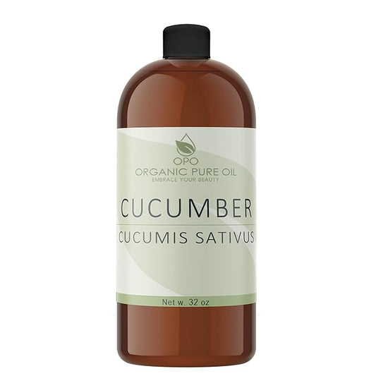 Cucumber Seed Oil 100% Pure Unrefined Cold Pressed Non GMO Vegan Bulk Carrier Oil for Face Skin Hair Body DIY Soap Making - 32 oz 1 Quart - Soothing Softens Hydrating Nourishing Skin Rejuvenating- OPO
