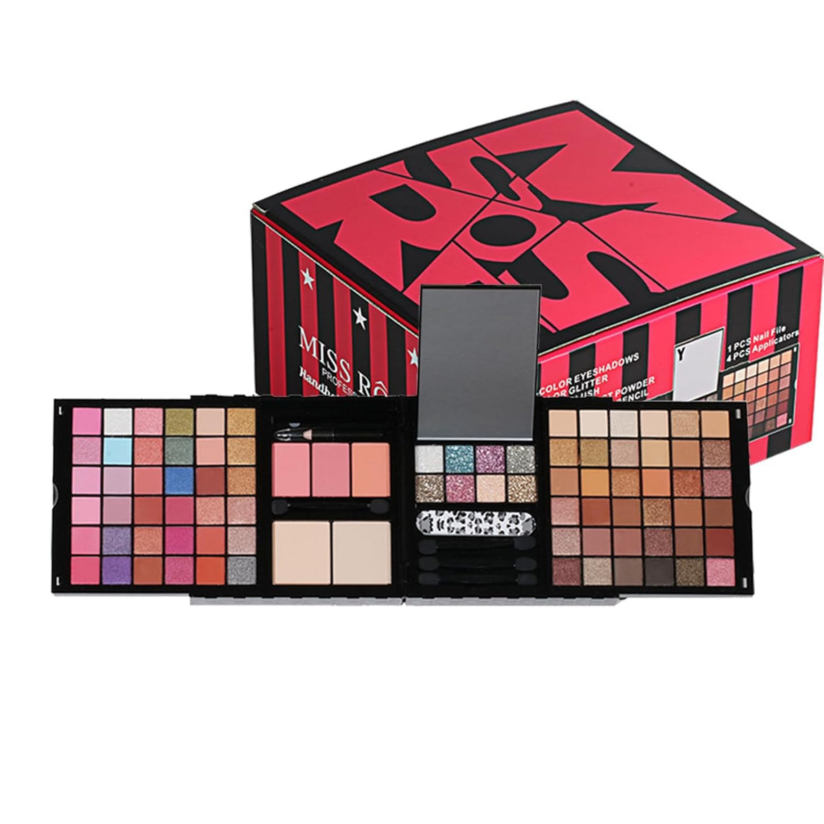 Makeup Sets, Multifunction Makeup Palettes with Mirror, 72 Color Eyeshadows/Compact Powder/Sequins/Bronzing Powder/Highlighter/Lip Color, Makeup kit for Women Full Kit - #D