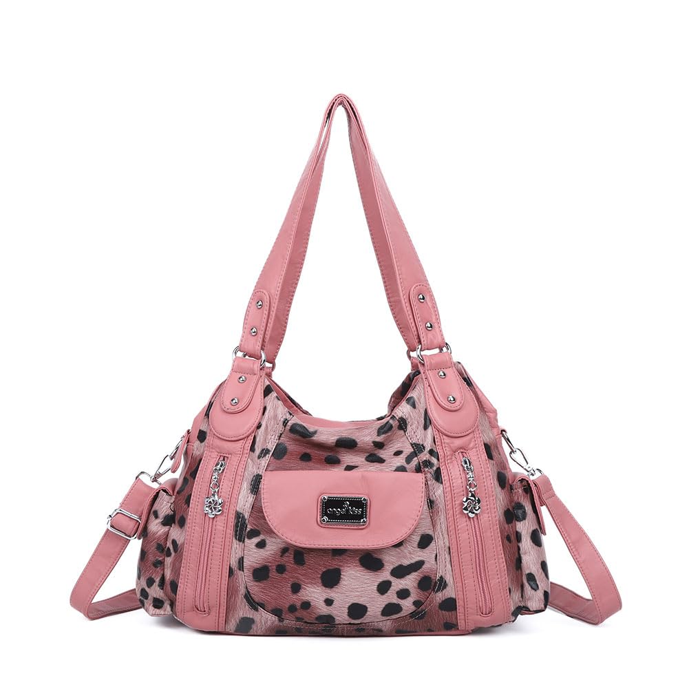 Angel Kiss Purses for Women, Large Shoulder Bag Hobo Tote Purse Mutipocket Faux Leather Satchel Hobo Purse