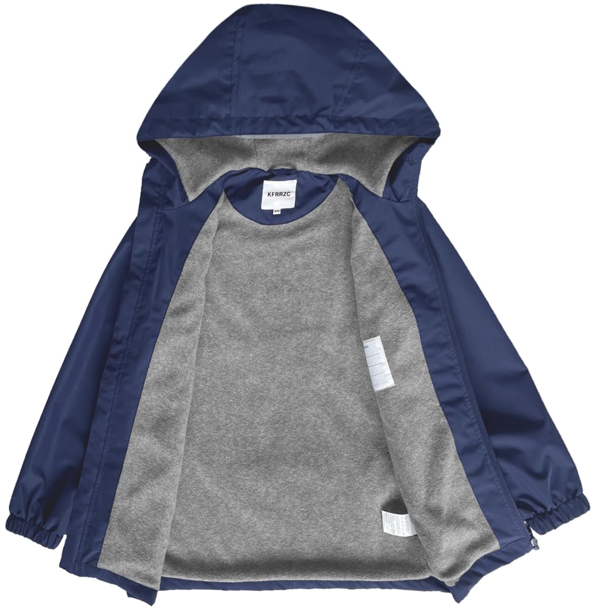 KFRRZC Boys Rain Jackets Waterproof Hooded fleece Raincoats Lightweight Windbreakers for Kids(Navy,8-9)