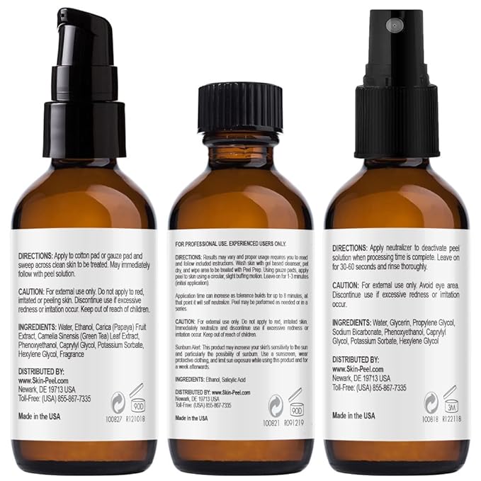 MedPeel Salicylic Acid 20% Essential Peel Kit, Includes Peel, Prep, Neutralizer, Medium Strength Professional Grade Chemical Face Peel for all Skin Tones, 1oz/30ml (Kit of 3)