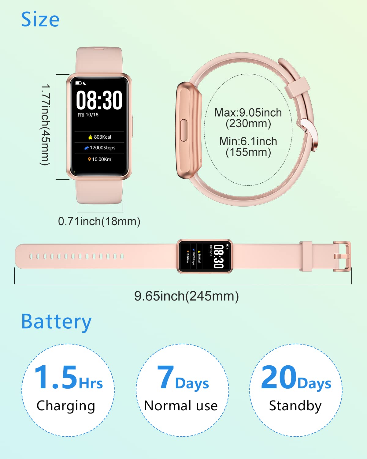 Cloudpoem Fitness Tracker No Bluetooth No APP/Phone Required, Fitness Watch for Men Women Parents Pedometer Watch with Sleep Tracker Steps Counter Alarm Clocks IP68 Waterproof (Pink)