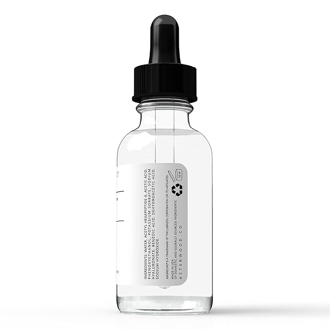 Asterwood Argireline Serum with Hyaluronic Acid - Peptide Serum for Face - Wrinkle Reducing, Anti-Aging, Nourishing - Fragrance-Free - 1 Fl Oz