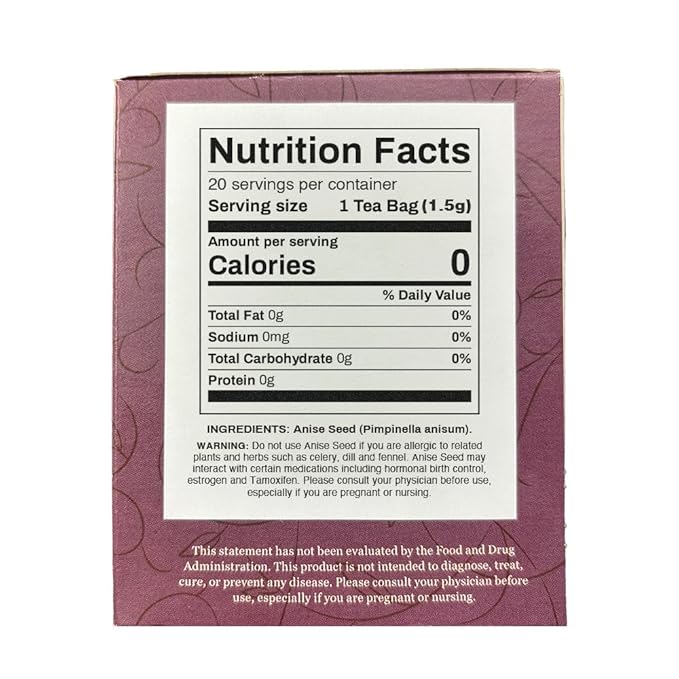 Organic Positively Botanicals Company, Anise Seed Herbal Tea Bags, 20 Count