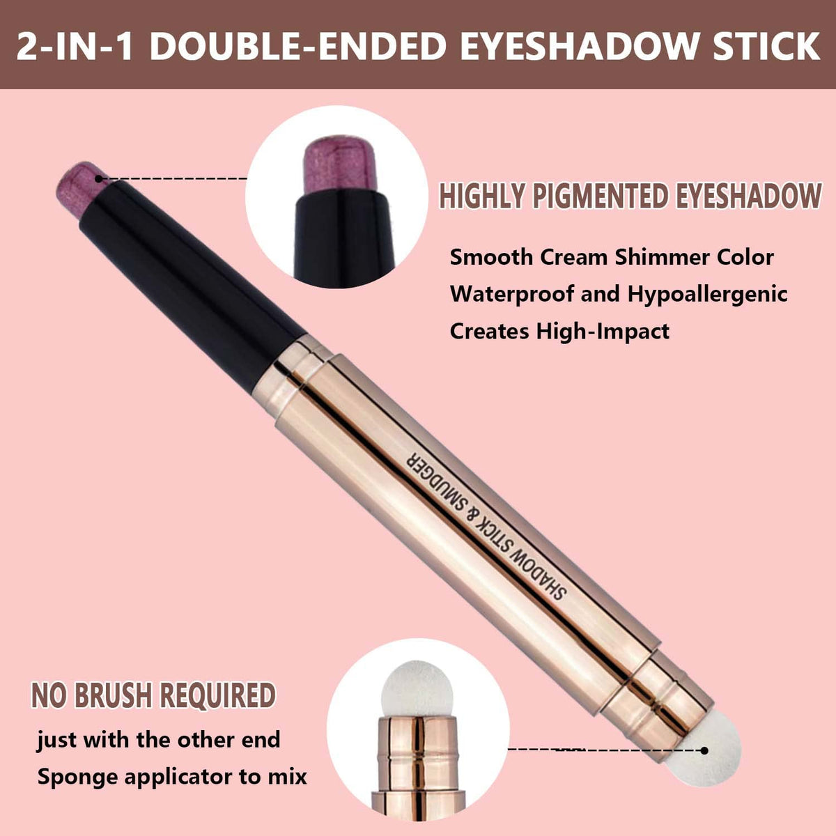 Red Cream Eyeshadow Stick, Shimmer Smooth Eyeshadow Pencil, Hypoallergenic Waterproof Long Lasting Eye Shadow Highlighter Stick, Create High-Impact, Multi-Dimensional Eyes Look
