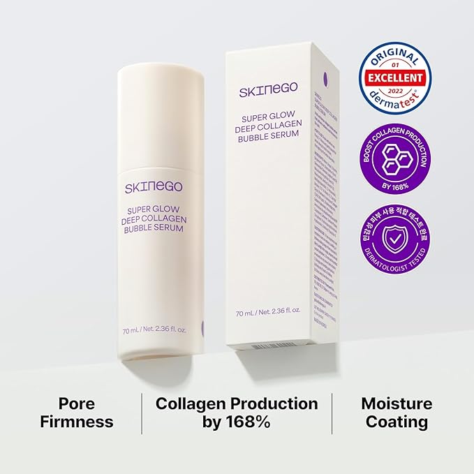 Super Glow Deep Collagen Bubble Serum with 1,005,189ppb Collagen – Anti-Aging, Hydrating, Skin-Firming, Fine Line Care, Korean Skincare – 2.36 fl.oz