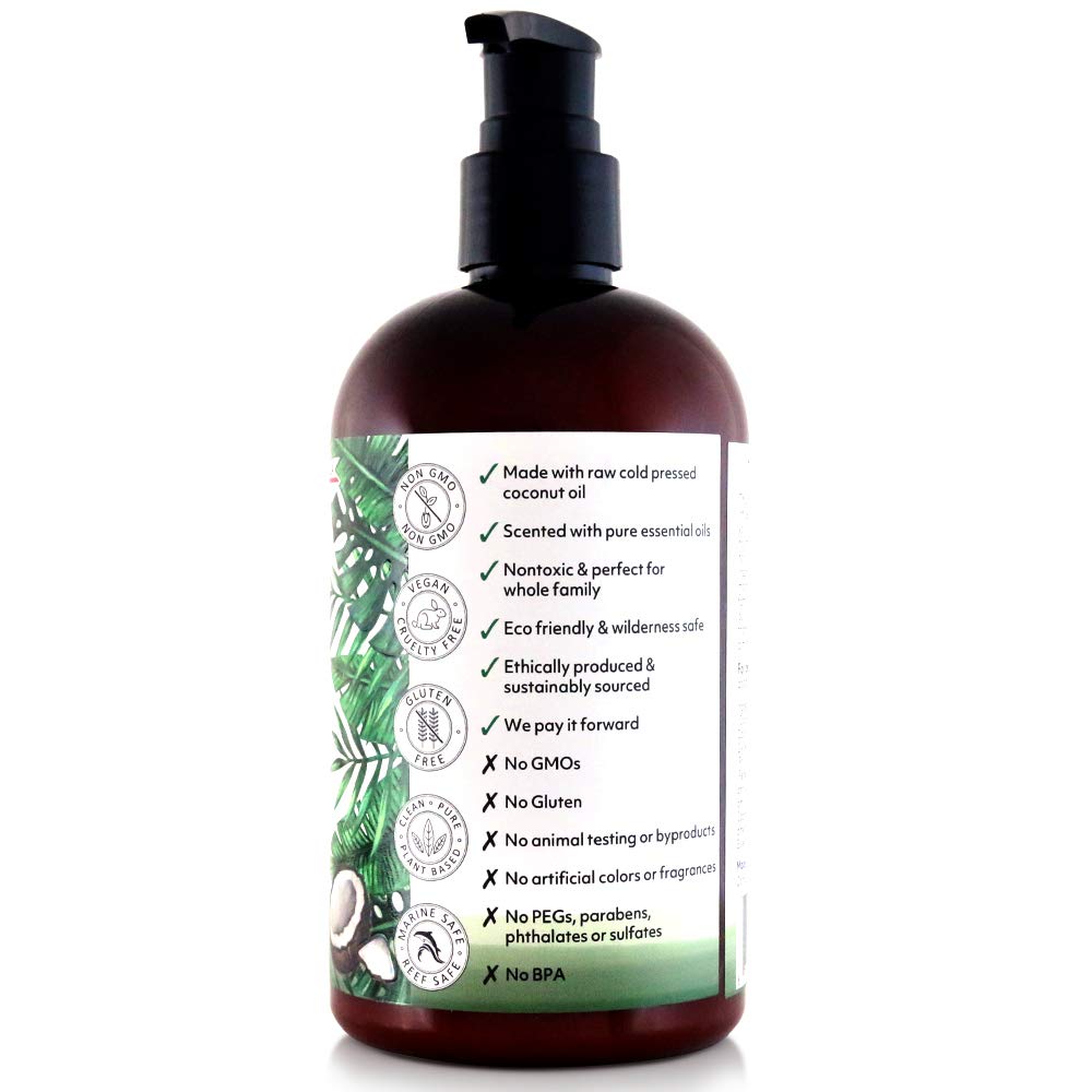 Coco Fiji Face & Body Lotion Infused With Coconut Oil | Lotion for Dry Skin | Moisturizer Face Cream & Massage Lotion for Women & Men | Tea Tree Spearmint 12 oz, Pack of 3